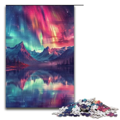 1000-teiliges Puzzle für Erwachsene, Mountain Aurora, anspruchsvolles Spielspielzeug, perfekte Dekoration (Größe 38 x 26 cm) von WGLINGX
