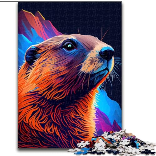 1000-teiliges Puzzle für Erwachsene, Murmeltier-Puzzle, 1000 Teile für Erwachsene, Spielzeug, Geschenk, pädagogisches, intellektuelles, entspannendes Spaßspiel für die ganze Familie, Größe 26x38cm von WGLINGX