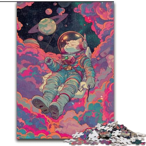 1000-teiliges Puzzle für Erwachsene, Musik, Astronautenkatze, 1000-teiliges Puzzle für Erwachsene, Geburtstagsparty für Männer und Frauen (Größe 50x75cm) von WGLINGX