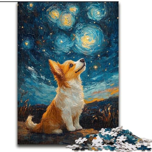 1000-teiliges Puzzle für Erwachsene, Nachthimmel-Hund, 1000-teiliges Puzzle, interaktives Familienspiel, Gehirn-Herausforderungsgeschenk (Größe 26x38cm) von WGLINGX