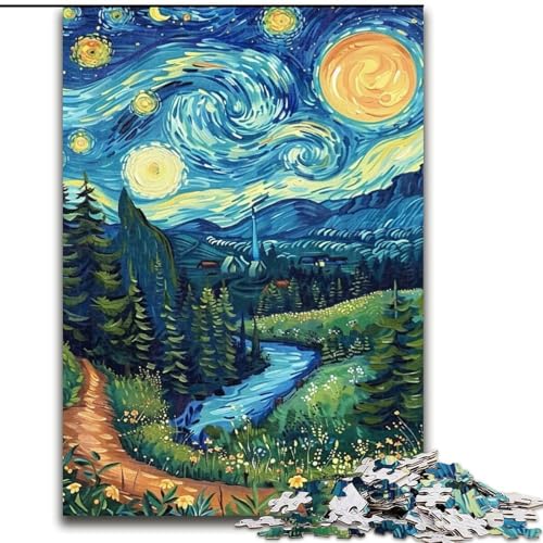 1000-teiliges Puzzle für Erwachsene, Nachthimmel-Wald-Puzzle für 1000-teiliges Denkspiel für Teenager, Familienspieleabend (Größe 50x75cm) von WGLINGX