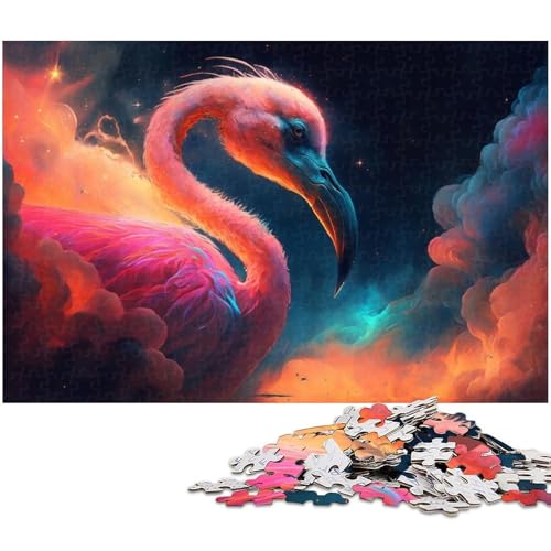 1000-teiliges Puzzle für Erwachsene, Nebula Flamingo-Puzzle – anspruchsvolles Spiel, jedes Teil ist einzigartig – anspruchsvolles, unterhaltsames Spiel für die ganze Familie (Größe 38 x 26 cm) von WGLINGX