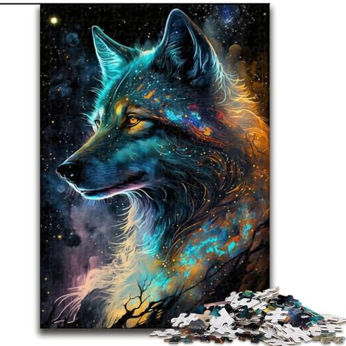 1000-teiliges Puzzle für Erwachsene, Nebula Wolf, Holzpuzzle, interaktives Familienspiel, DIY-Heimdekoration, Gehirn-Herausforderung, Geschenk, Größe 50x75cm von WGLINGX