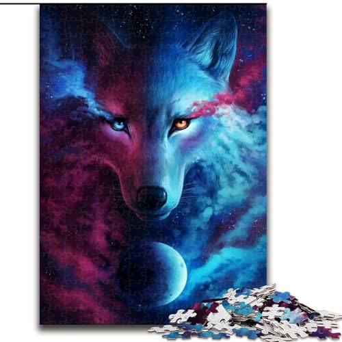 1000-teiliges Puzzle für Erwachsene, Nebula Wolf, Holzpuzzle für Erwachsene, Geschenk zu Weihnachten, Halloween, Muttertag, Neujahr, Ostern (Größe 26x38cm) von WGLINGX