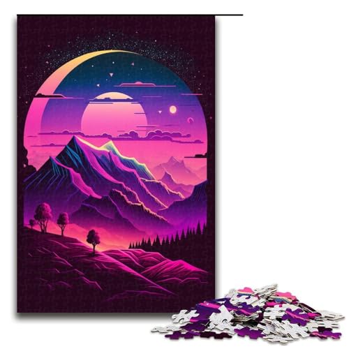 1000-teiliges Puzzle für Erwachsene, Neon-Berg-Puzzle, Wanddekoration, perfekte Dekoration (Größe 50 x 75 cm) von WGLINGX