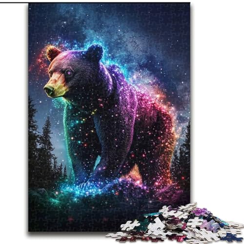 1000-teiliges Puzzle für Erwachsene, Neon-Braunbär, Holzpuzzle für Erwachsene, Geburtstage, Weihnachten, Halloween, Erntedankfest, Ostern (Größe 50x75cm) von WGLINGX