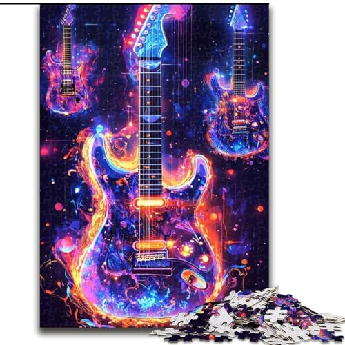 1000-teiliges Puzzle für Erwachsene, Neon-Gitarren-Puzzle für Erwachsene, 1000-teiliges ideales Urlaubs- oder Geburtstagsgeschenk, Partyspiel-Spielzeug (Größe 26x38cm) von WGLINGX