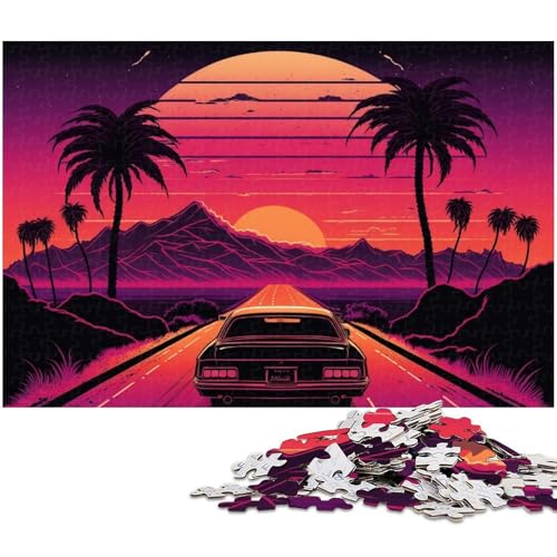 1000-teiliges Puzzle für Erwachsene, Neon-Landschafts-Puzzles für Holzpuzzles, Spielzeug, Denkspiel (Größe 50 x 75 cm) von WGLINGX
