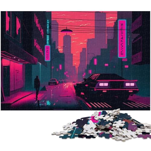 1000-teiliges Puzzle für Erwachsene, Neon-Retro-Landschaft, Lernspiele für Zuhause, DIY-Spielzeug, Geburtstagsgeschenk, Geschenke (Größe 50 x 75 cm) von WGLINGX