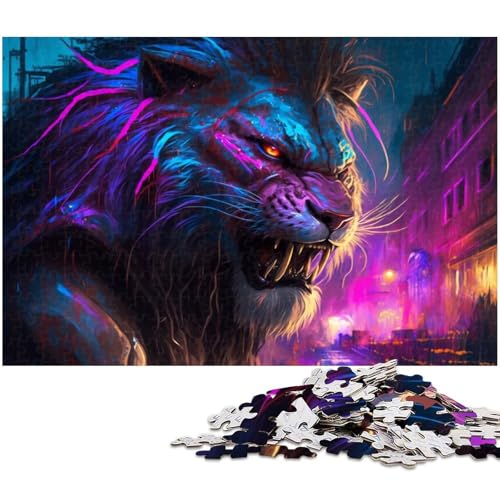 1000-teiliges Puzzle für Erwachsene, Neon-Tiger, Lernspiele für Zuhause, DIY-Spielzeug, Geburtstagsgeschenk, Geschenke (Größe 50 x 75 cm) von WGLINGX
