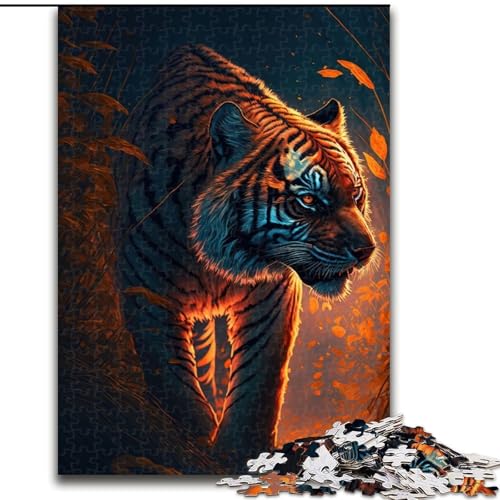 1000-teiliges Puzzle für Erwachsene, Neon-Tiger, Puzzle für Erwachsene, 1000 Teile, Lernspielzeug, Größe 50x75cm von WGLINGX