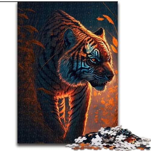 1000-teiliges Puzzle für Erwachsene, Neon-Tiger-Puzzle, 1000 Teile für Erwachsene, Spielzeug, Geschenk, pädagogisches, intellektuelles, entspannendes Spaßspiel für die ganze Familie, Größe 26x38cm von WGLINGX