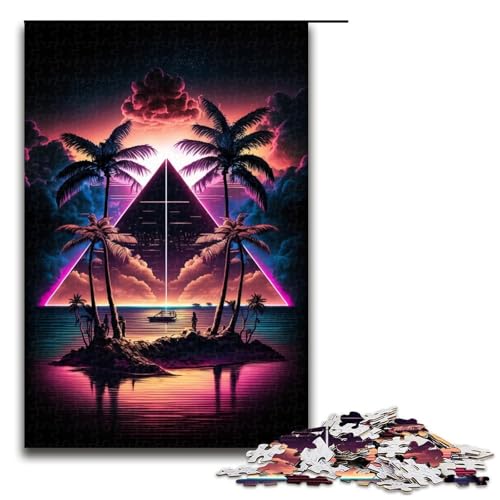 1000-teiliges Puzzle für Erwachsene, Neonlandschaft, Spielzeug, Lernspiele, Stressabbau, Analyse und Logik (Größe 50 x 75 cm) von WGLINGX
