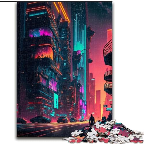 1000-teiliges Puzzle für Erwachsene, Neonstädte, Puzzles 1000 Teile für Erwachsene, Spielzeug, Geschenk, pädagogisch wertvoll, intellektuell, entspannend, lustiges Familienspiel, Größe 26x38cm von WGLINGX