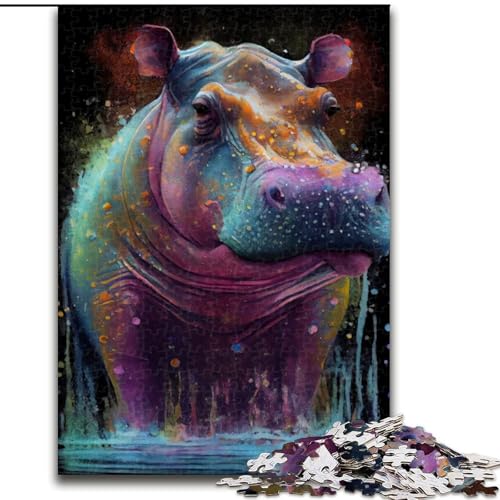 1000-teiliges Puzzle für Erwachsene, Nilpferd-Tuschemalerei, Puzzle 1000 Teile für Erwachsene, Spielzeug, Geschenk, pädagogisches intellektuelles Dekomprimierungsspaß, Familienspiel, Größe 50x75cm 1000-teiliges Puzzle für Erwachsene, Nilpferd-Tuschemalerei, Puzzle 1000 Teile für Erwachsene, Spielzeug, Geschenk, pädagogisches intellektuelles Dekomprimierungsspaß, Familienspiel, Größe 50x75cm von WGLINGX