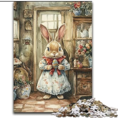 1000-teiliges Puzzle für Erwachsene, Osterhase, 1000-teiliges Puzzle, Geburtstage, Weihnachten, Halloween, Erntedankfest, Ostern (Größe 26x38cm) von WGLINGX