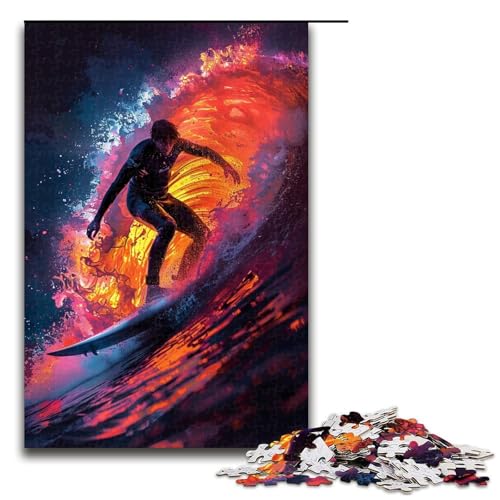 1000-teiliges Puzzle für Erwachsene, Ozean-Surfen, Puzzle für Erwachsene, Holzpuzzle, tolle Geschenke zu Weihnachten (Größe 50 x 75 cm) von WGLINGX