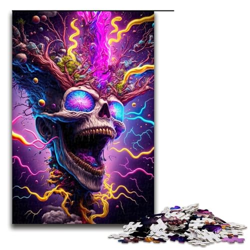 1000-teiliges Puzzle für Erwachsene, PSYSKULL-Puzzle für Erwachsene, Holzpuzzle, Familienpuzzlespiel (Größe 50 x 75 cm) von WGLINGX