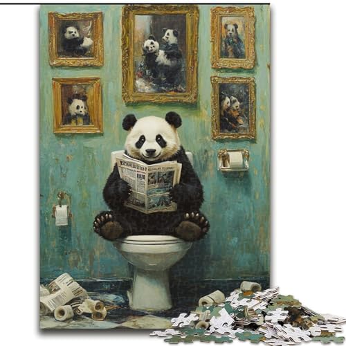1000-teiliges Puzzle für Erwachsene, Panda Go Toilet, 1000-teiliges Puzzle, Geburtstage, Feiertage und Heimdekoration (Größe 26x38cm) von WGLINGX