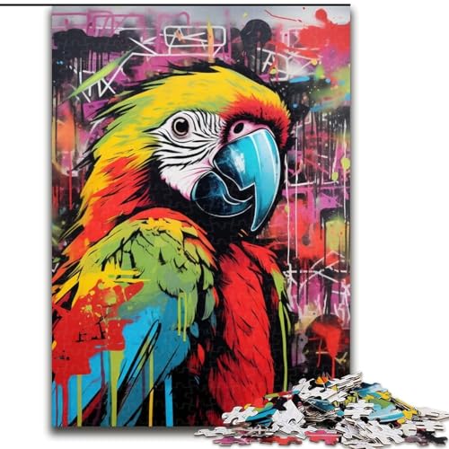 1000-teiliges Puzzle für Erwachsene, Papagei-Graffiti-Malerei, Familienaktivitätsspiel für Teenager, anspruchsvolles Denkspiel (Größe 50x75cm) von WGLINGX