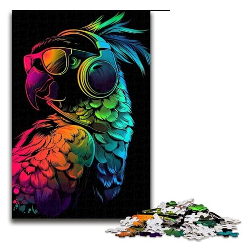 1000-teiliges Puzzle für Erwachsene, Papagei mit Sonnenbrille, Lernpuzzle, Familienspiel, perfekte Dekoration (Größe 50 x 75 cm) von WGLINGX