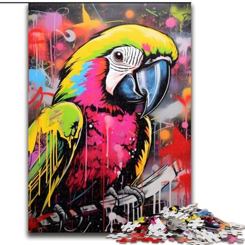 1000-teiliges Puzzle für Erwachsene, Papageien-Graffiti-Malerei, Papppuzzle für Erwachsene, anspruchsvolles Denkspiel für Teenager, perfekt als Heimdekoration oder Geschenk (Größe 26x38cm) von WGLINGX