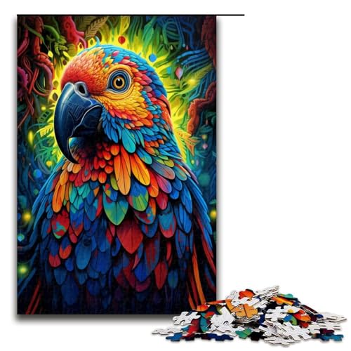 1000-teiliges Puzzle für Erwachsene, Papageien-Puzzle als Geschenk, ganze Familie (Größe 50 x 75 cm) von WGLINGX