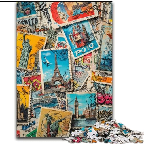 1000-teiliges Puzzle für Erwachsene, Paris-Collage-Puzzles für 1000-teiliges Denkspiel für Teenager, Familienspieleabend (Größe 26x38cm) von WGLINGX