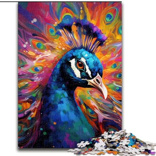 1000-teiliges Puzzle für Erwachsene, Pfau, Holzpuzzle, Geschenk, DIY-Spaß, geeignet für die Dekoration von Zuhause, Wohnzimmer und Büro (Größe 50x75cm) von WGLINGX