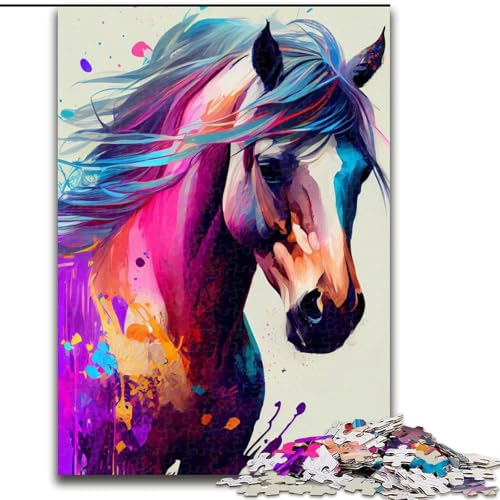 1000-teiliges Puzzle für Erwachsene, Pferd, buntes Holzpuzzle, interaktives Familienspiel, DIY-Heimdekoration, Gehirn-Herausforderung, Geschenk, Größe 26x38cm 1000-teiliges Puzzle für Erwachsene, Pferd, buntes Holzpuzzle, interaktives Familienspiel, DIY-Heimdekoration, Gehirn-Herausforderung, Geschenk, Größe 26x38cm von WGLINGX