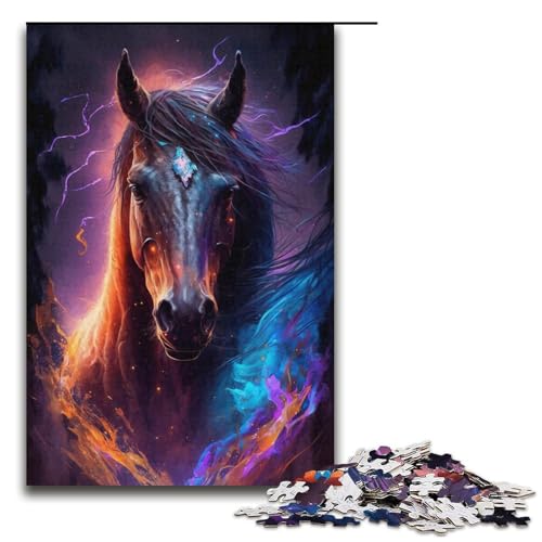 1000-teiliges Puzzle für Erwachsene, Pferde-Puzzle – anspruchsvolles Spiel, jedes Teil ist einzigartig – anspruchsvolles, unterhaltsames Spiel für die ganze Familie (Größe 38 x 26 cm) von WGLINGX