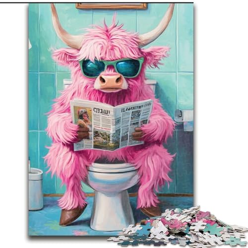 1000-teiliges Puzzle für Erwachsene, Pink Yak Go Toilet, 1000 Teile Puzzle-Geschenke, anspruchsvolles Denkspiel für Teenager, perfekt als Heimdekoration oder Geschenk (Größe 26x38cm) von WGLINGX