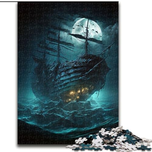 1000-teiliges Puzzle für Erwachsene, Piratenschiff, 1000-teiliges Puzzle, ideal für Familienspaß Feiertage, Geburtstage (Größe 26x38cm) von WGLINGX