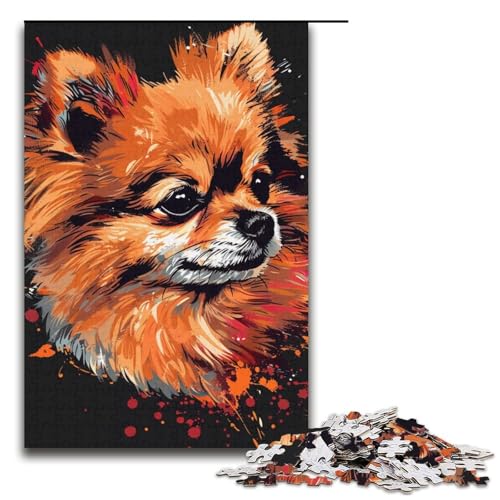 1000-teiliges Puzzle für Erwachsene, Pomeranian-Hundekunst-Puzzlespiel, lustige Puzzles für und Teenager ab 14 Jahren (Größe 38 x 26 cm) von WGLINGX