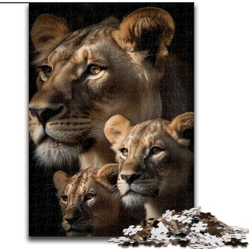 1000-teiliges Puzzle für Erwachsene, Porträt Einer Löwin mit Jungen, Puzzle für Erwachsene, 1000 Teile, Lernspielzeug, Größe 50x75cm von WGLINGX