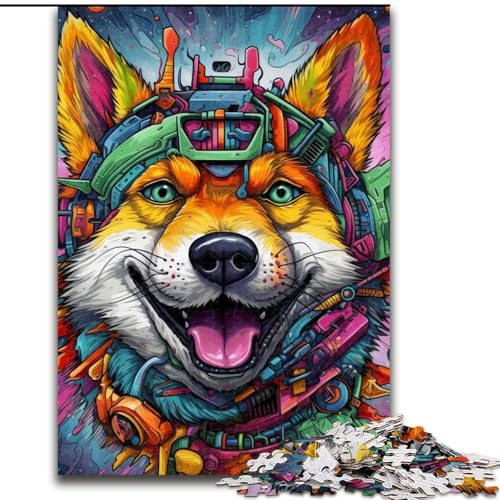 1000-teiliges Puzzle für Erwachsene, Psychedelic Corgi Puzzles 1000 Teile für Erwachsene, Familienspaß zum Basteln, perfekt für Geburtstage, Feiertage (Größe 26x38cm) von WGLINGX