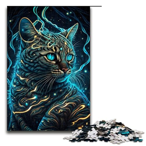 1000-teiliges Puzzle für Erwachsene, Psychedelic Ocelot, Lernspiel für Geburtstag, Weihnachten (Größe 50 x 75 cm) von WGLINGX
