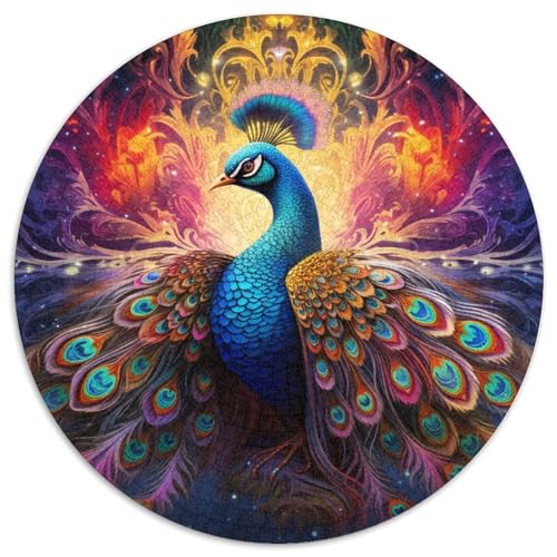 1000-teiliges Puzzle für Erwachsene, Psychedelische Pfauen-Puzzles für Erwachsene, anspruchsvolles DIY-Denkspiel, interaktives Familienspiel (67,5 x 67,5 cm) von WGLINGX