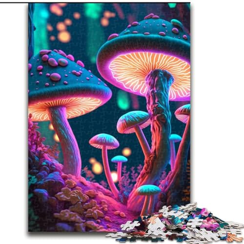 1000-teiliges Puzzle für Erwachsene, Psychedelische Pilze, Puzzle 1000 Teile für Erwachsene, Spielzeug, Geschenk, pädagogisches intellektuelles Dekomprimierungsspaß, Familienspiel, Größe 50x75cm von WGLINGX