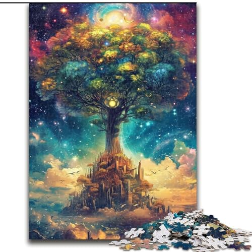 1000-teiliges Puzzle für Erwachsene, Psychedelischer Fantasiebaum, Holzpuzzle, ideal für Büro, Schlafzimmer, Wohnzimmerdekoration (Größe 26x38cm) von WGLINGX