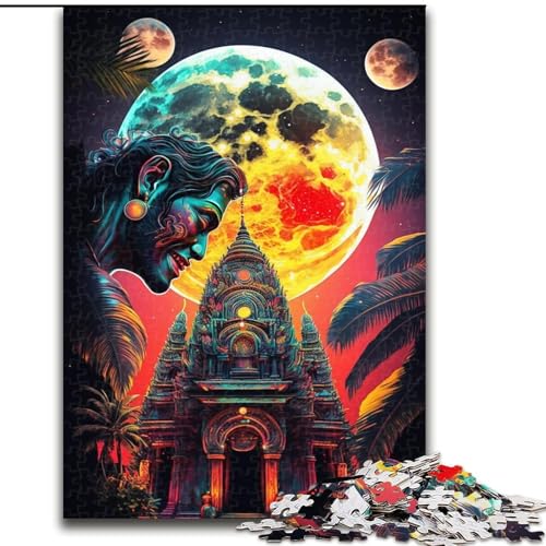 1000-teiliges Puzzle für Erwachsene, Psychedelischer Totenkopf, Holzpuzzle für Erwachsene, anspruchsvolles DIY-Denkspiel, interaktive Familienaktivität (Größe 26x38cm) von WGLINGX