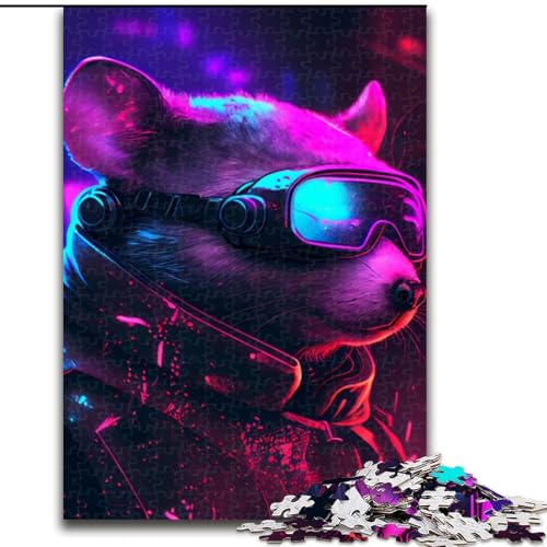 1000-teiliges Puzzle für Erwachsene, Punk-Katze, Holzpuzzle für Erwachsene, Weihnachten, Halloween, Muttertag, Neujahr, Ostergeschenk (Größe 26x38cm) von WGLINGX