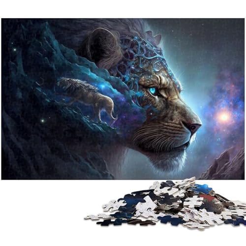 1000-teiliges Puzzle für Erwachsene, Quizspiel „Himmlischer Löwe“, geeignet als Schreibtischdekoration, Größe 38 x 26 cm von WGLINGX