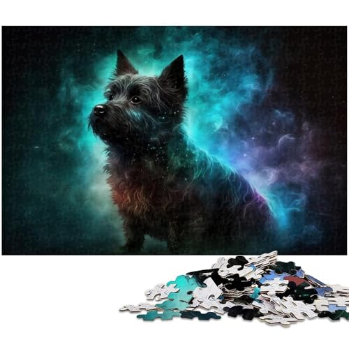 1000-teiliges Puzzle für Erwachsene, Quizspiel mit schwarzem Cairn Terrier, geeignet als Schreibtischdekoration, Größe 50 x 75 cm von WGLINGX