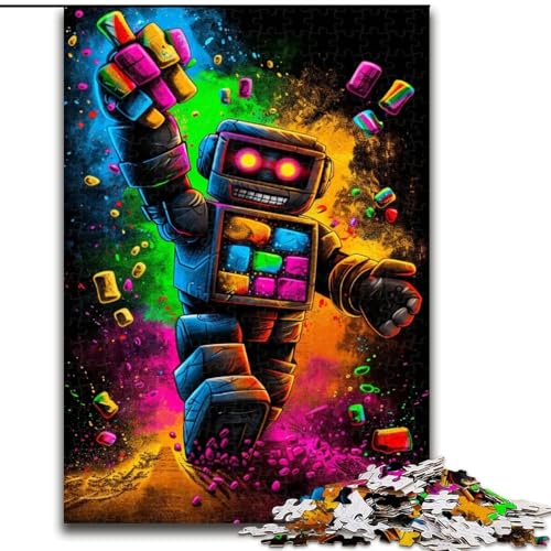1000-teiliges Puzzle für Erwachsene, Regenbogenroboter, Holzpuzzle für Erwachsene, anspruchsvolles DIY-Denkspiel, interaktive Familienaktivität (Größe 50x75cm) von WGLINGX
