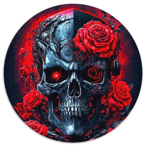 1000-teiliges Puzzle für Erwachsene, Roboter-Totenkopf mit Rose, anspruchsvolles Denkspiel für Teenager, unterhaltsames interaktives Spiel für die ganze Familie, 1000 Teile (67,5x67,5cm) von WGLINGX