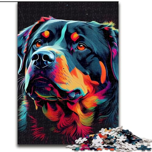 1000-teiliges Puzzle für Erwachsene, Rottweiler, bunter Hund, Holzpuzzle, Spaß für die ganze Familie, Basteln, perfekt für Geburtstage, Feiertage, Größe 50x75cm 1000-teiliges Puzzle für Erwachsene, Rottweiler, bunter Hund, Holzpuzzle, Spaß für die ganze Familie, Basteln, perfekt für Geburtstage, Feiertage, Größe 50x75cm von WGLINGX