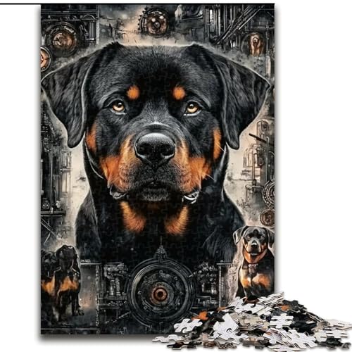 1000-teiliges Puzzle für Erwachsene, Rottweiler-Collage, Puzzle für Erwachsene, 1000 Teile, mit interaktivem Familienspiel, Kinder ab 14 Jahren (Größe 26x38cm) von WGLINGX