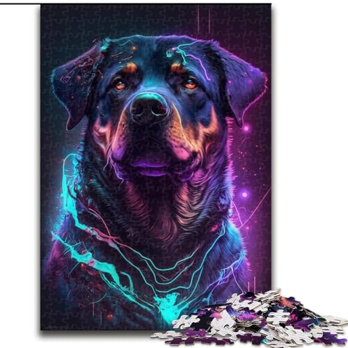 1000-teiliges Puzzle für Erwachsene, Rottweiler-Hund, Papppuzzle für Erwachsene für Geburtstage, Feiertage und besondere Anlässe (Größe 26x38cm) von WGLINGX
