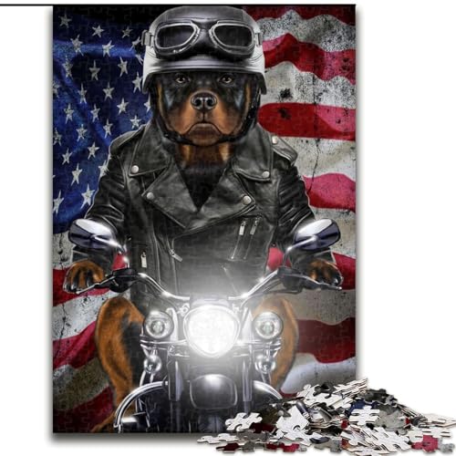 1000-teiliges Puzzle für Erwachsene, Rottweiler auf Motorrad, Holzpuzzle, interaktives Familienspiel, DIY-Heimdekoration, Gehirn-Herausforderung, Geschenk, Größe 26x38cm 1000-teiliges Puzzle für Erwachsene, Rottweiler auf Motorrad, Holzpuzzle, interaktives Familienspiel, DIY-Heimdekoration, Gehirn-Herausforderung, Geschenk, Größe 26x38cm von WGLINGX